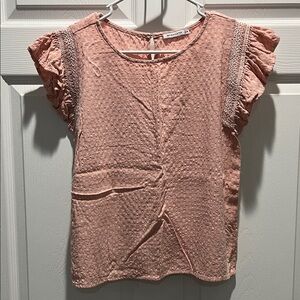 Staccato Blush Textured Blouse with Ruffle Sleeves